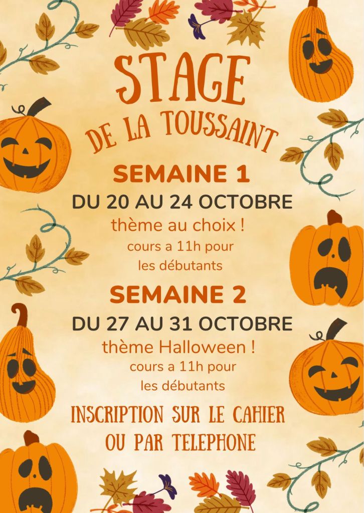 Stages de la Toussaint 2025