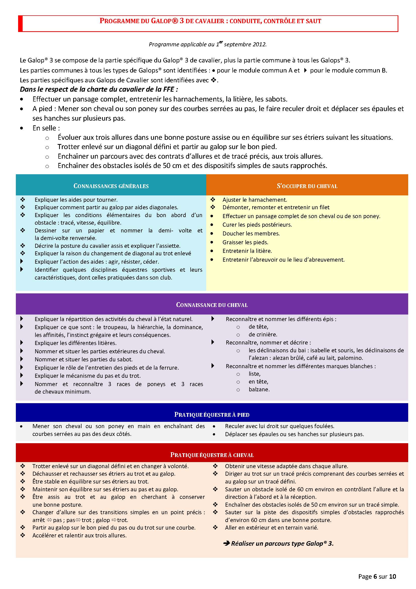 Programme officiel FFE GALOP 3