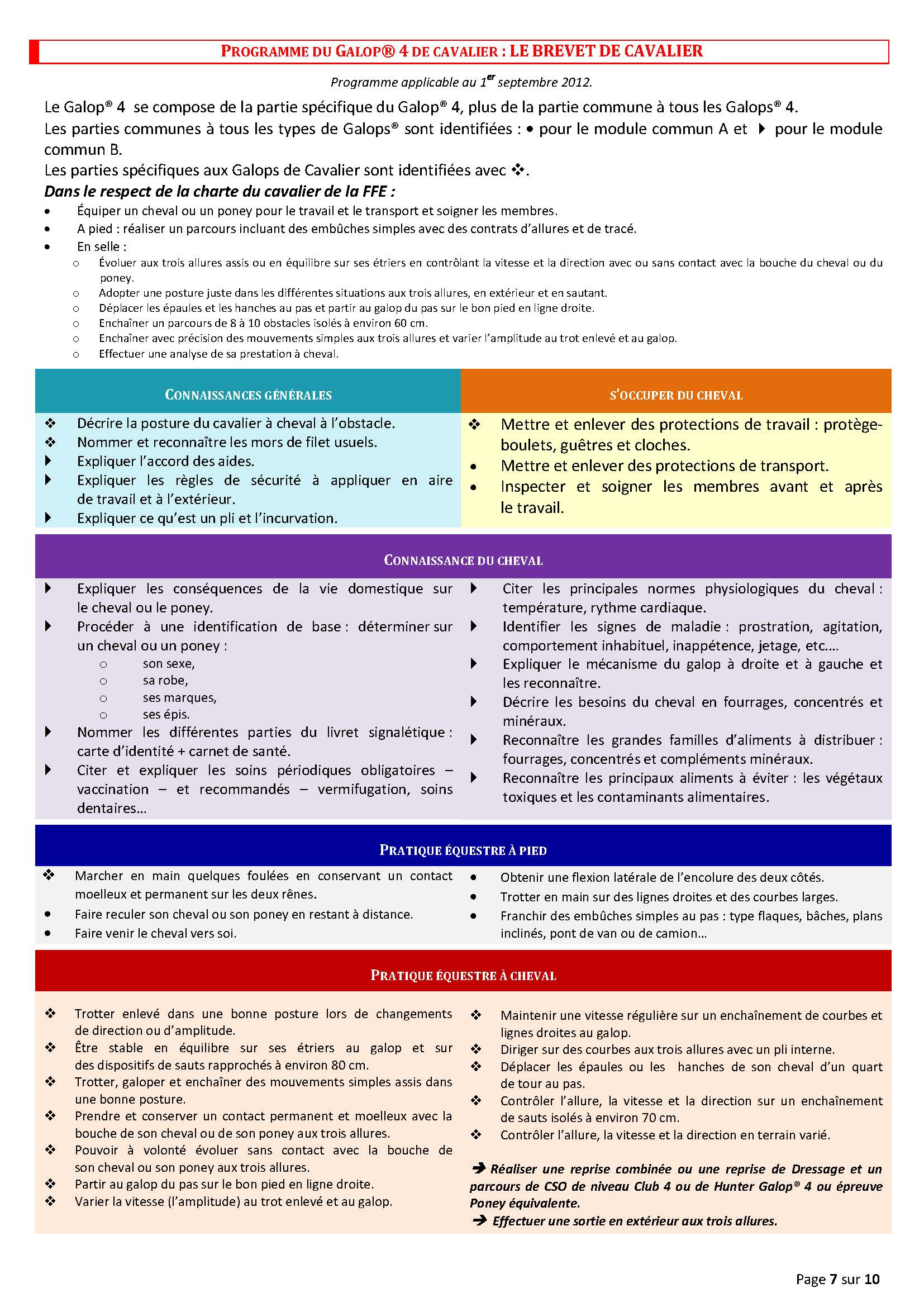 Programme officiel FFE GALOP 4
