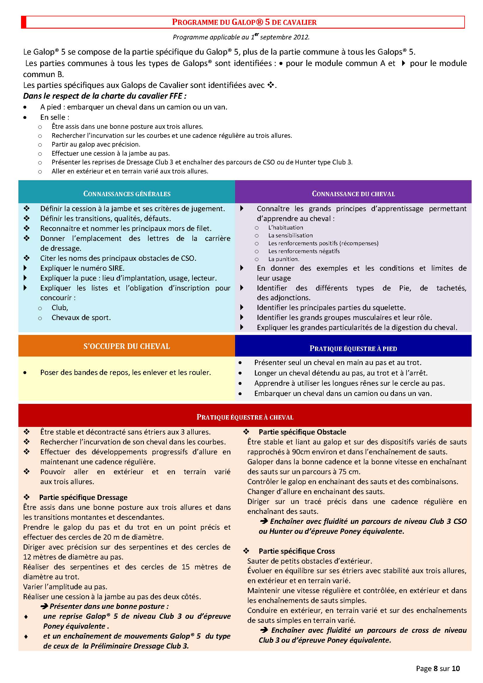Programme officiel FFE GALOP 5