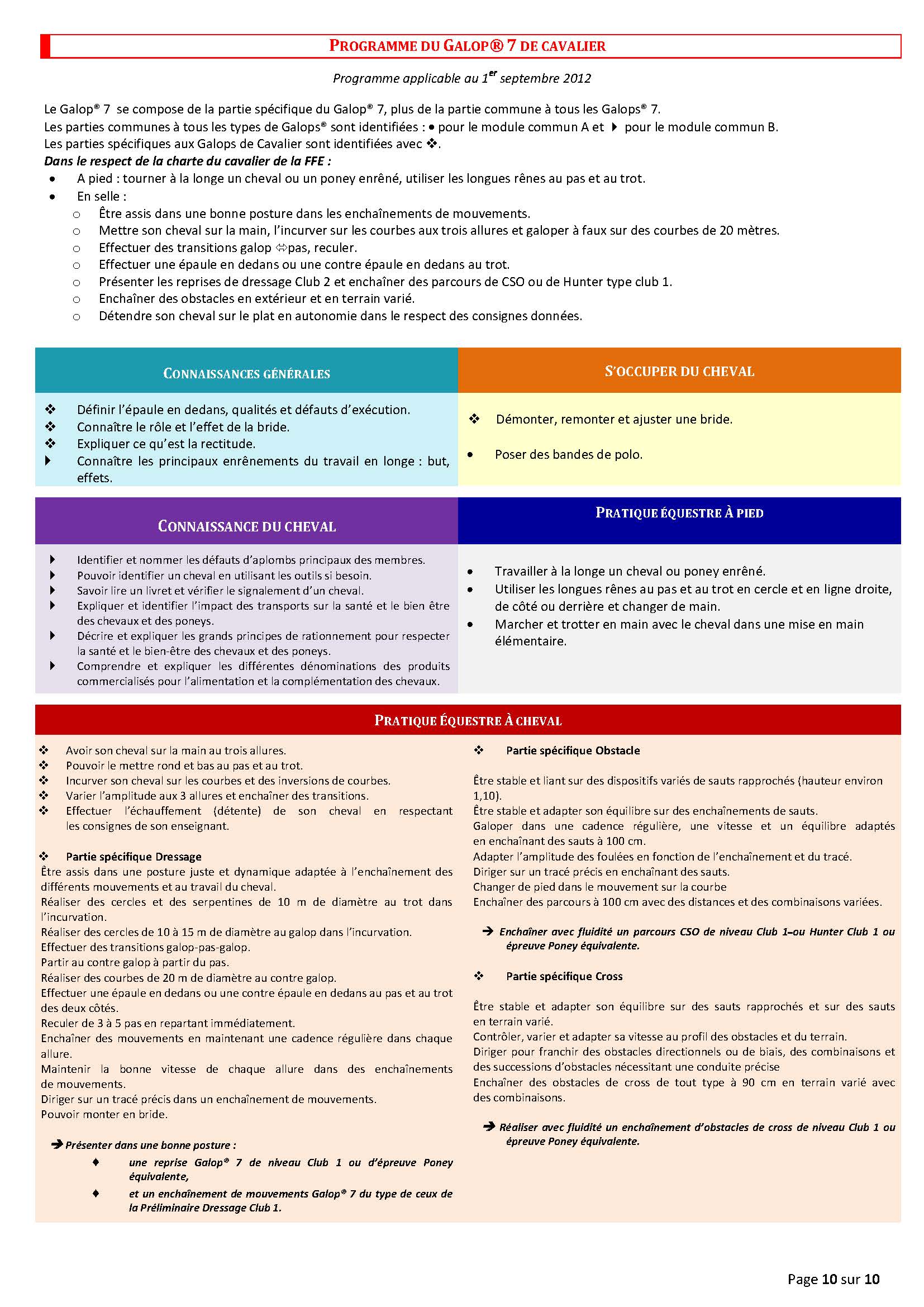 Programme officiel FFE GALOP 7